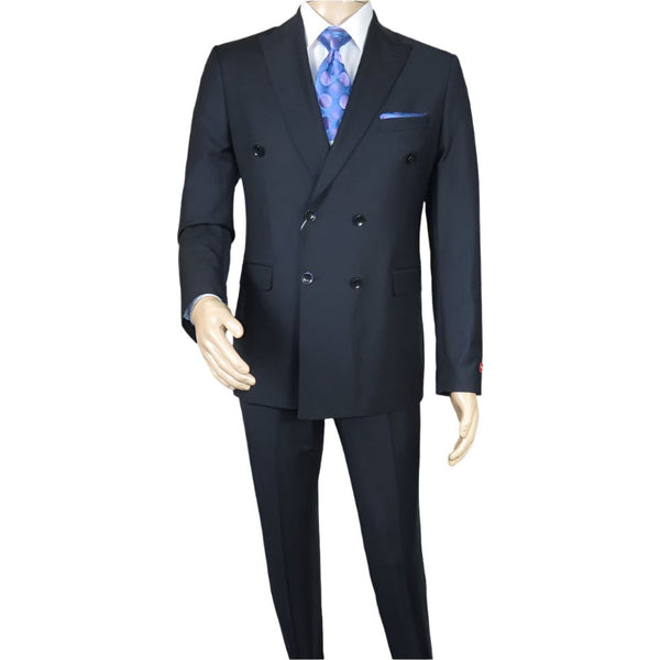 Men Suit BERLUSCONI Turkey Italian Wool 180's Double Breasted UGS94-12 Navy