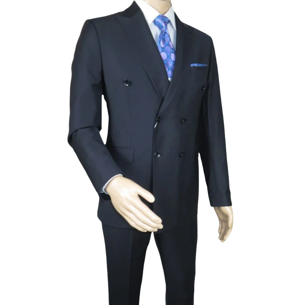 Men Suit BERLUSCONI Turkey Italian Wool 180's Double Breasted UGS94-12 Navy