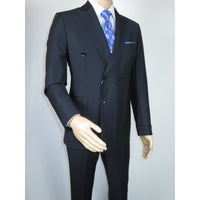 Men Suit BERLUSCONI Turkey Italian Wool 180's Double Breasted UGS94-12 Navy