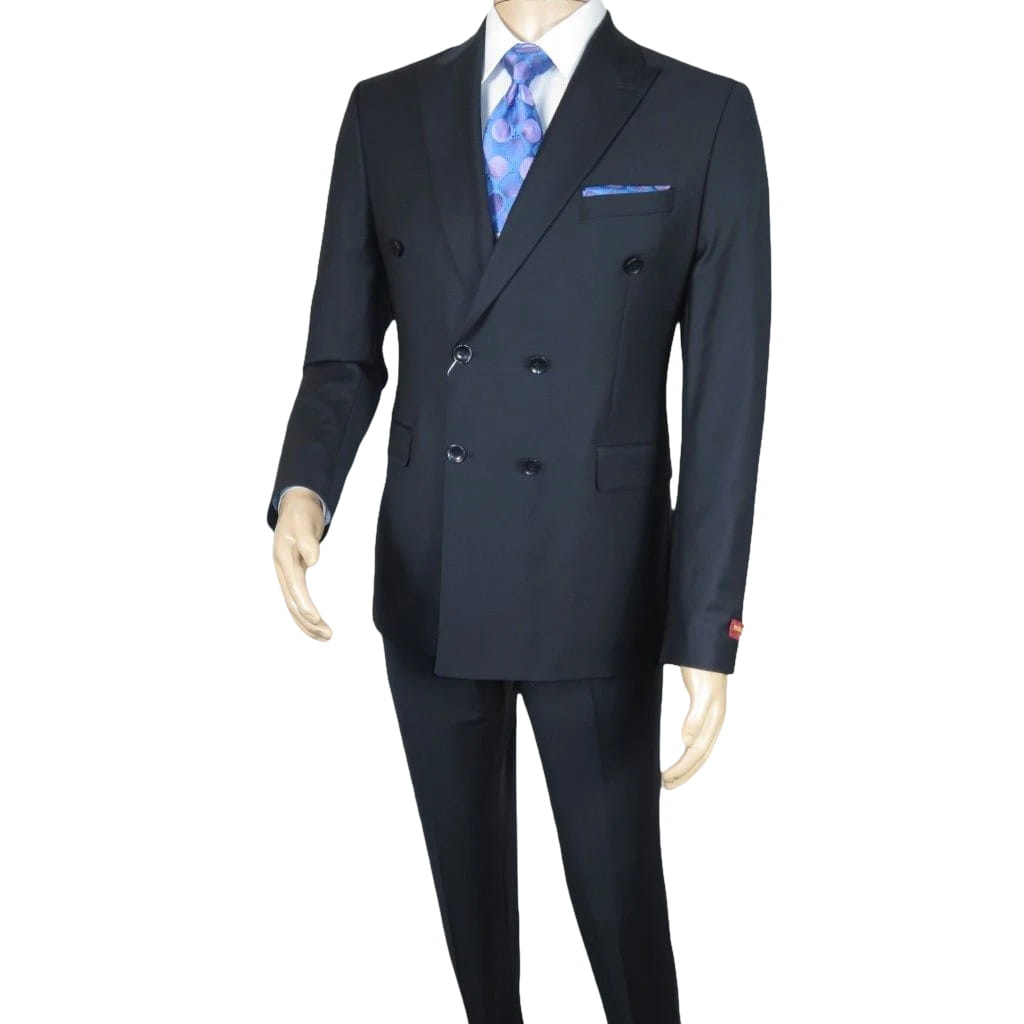 Men Suit BERLUSCONI Turkey Italian Wool 180's Double Breasted UGS94-12 Navy