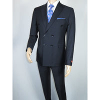 Men Suit BERLUSCONI Turkey Italian Wool 180's Double Breasted UGS94-12 Navy