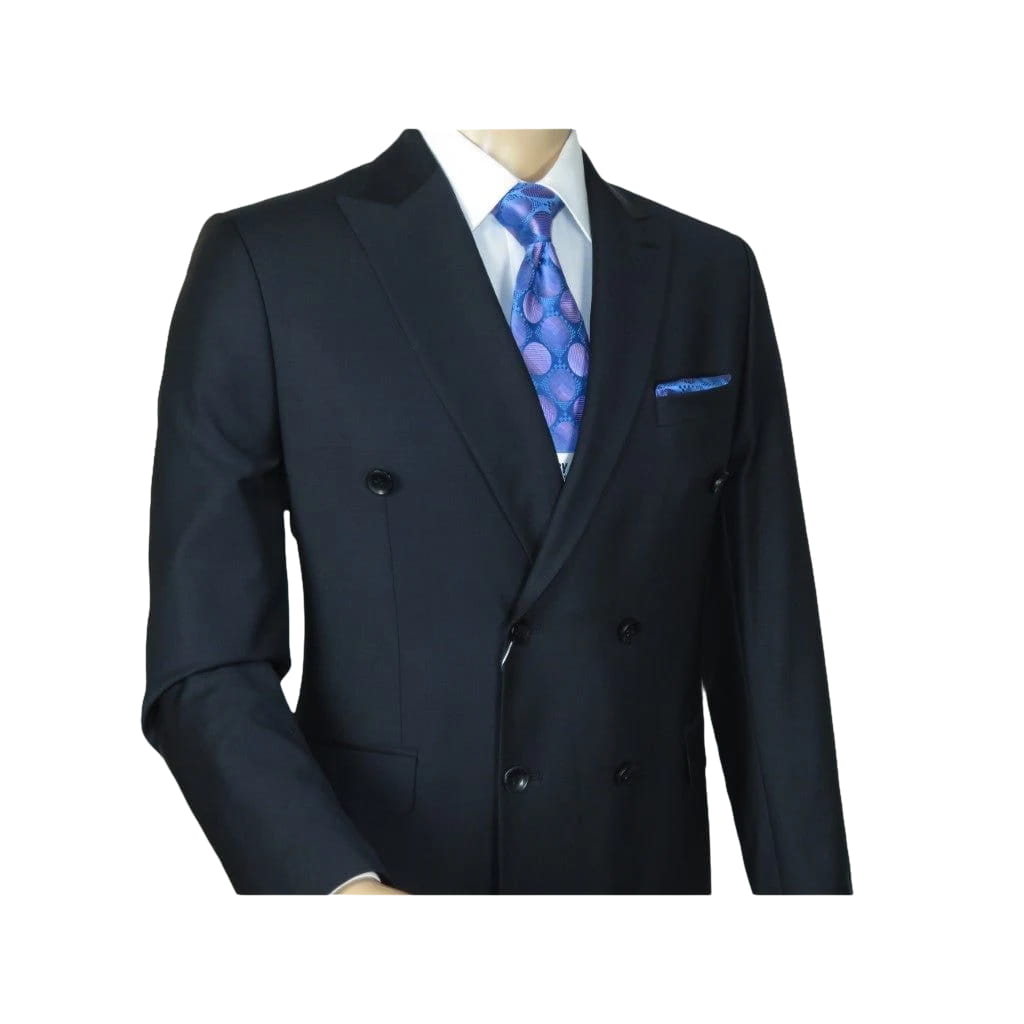 Men Suit BERLUSCONI Turkey Italian Wool 180's Double Breasted UGS94-12 Navy