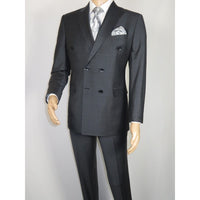 Men Suit BERLUSCONI Turkey Italian Wool 180's Double Breasted UGS94-14 Charcoal