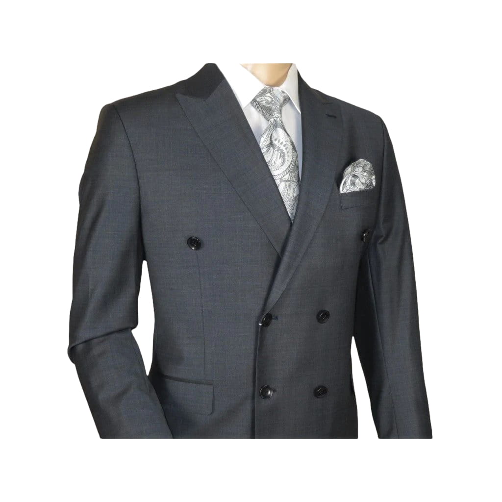 Men Suit BERLUSCONI Turkey Italian Wool 180's Double Breasted UGS94-14 Charcoal