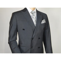Men Suit BERLUSCONI Turkey Italian Wool 180's Double Breasted UGS94-14 Charcoal