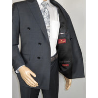 Men Suit BERLUSCONI Turkey Italian Wool 180's Double Breasted UGS94-14 Charcoal