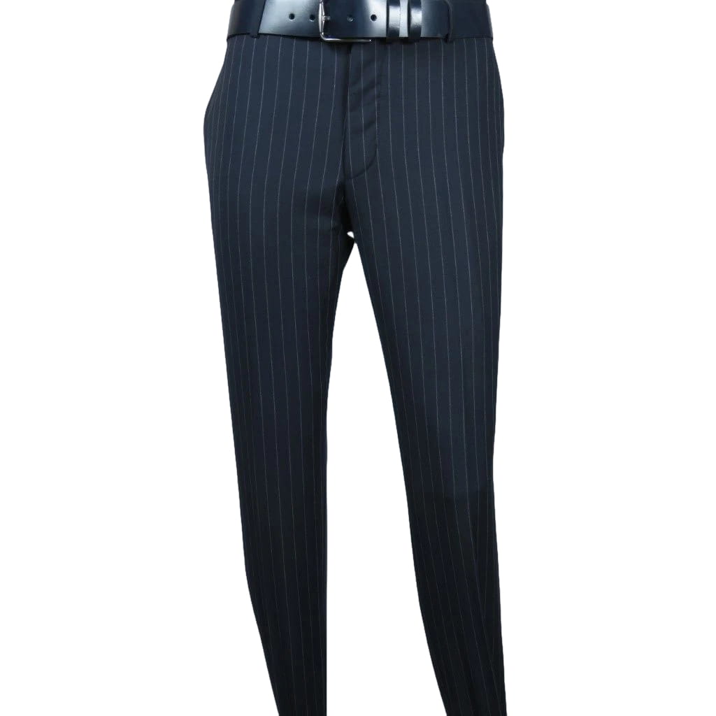 Men Suit BERLUSCONI Italian Wool 180's Pin Stripe One Button Peak UGS95-01 Navy