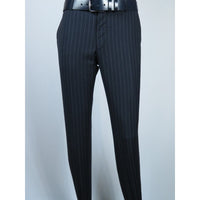 Men Suit BERLUSCONI Italian Wool 180's Pin Stripe One Button Peak UGS95-01 Navy