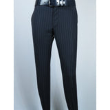 Men Suit BERLUSCONI Italian Wool 180's Pin Stripe One Button Peak UGS95-01 Navy