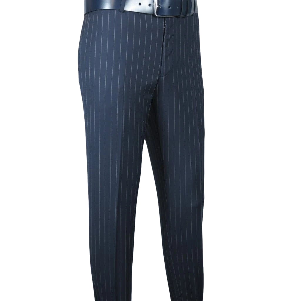 Men Suit BERLUSCONI Italian Wool 180's Pin Stripe One Button Peak UGS95-01 Navy