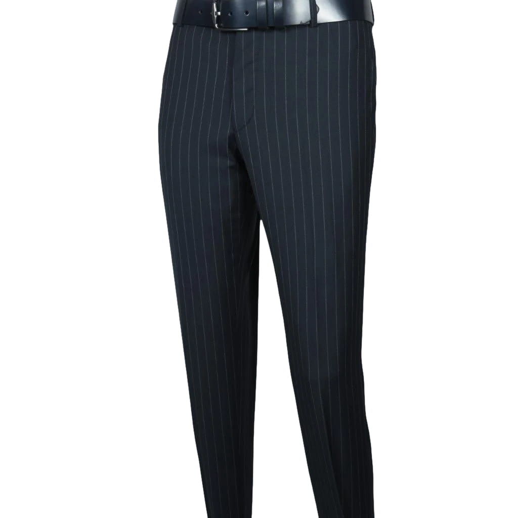 Men Suit BERLUSCONI Italian Wool 180's Pin Stripe One Button Peak UGS95-01 Navy