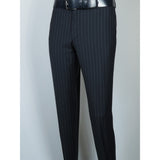 Men Suit BERLUSCONI Italian Wool 180's Pin Stripe One Button Peak UGS95-01 Navy