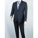 Men Suit BERLUSCONI Italian Wool 180's Pin Stripe One Button Peak UGS95-01 Navy