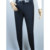 Men Suit BERLUSCONI Italian Wool 180's Pin Stripe One Button Peak UGS95-01 Navy
