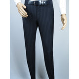 Men Suit BERLUSCONI Italian Wool 180's Pin Stripe One Button Peak UGS95-01 Navy