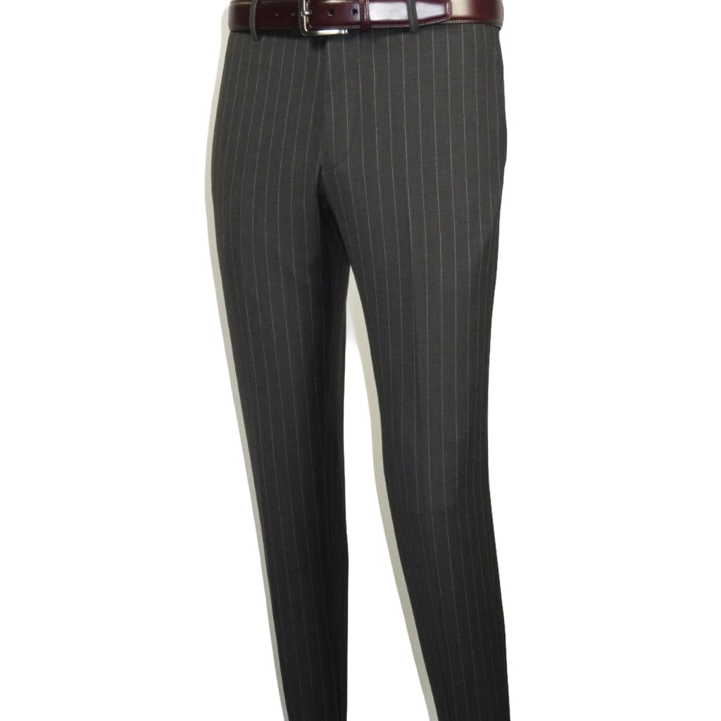 Men Suit BERLUSCONI Italian Wool 180's Pin Stripe One Button Peak UGS95-03 Gray