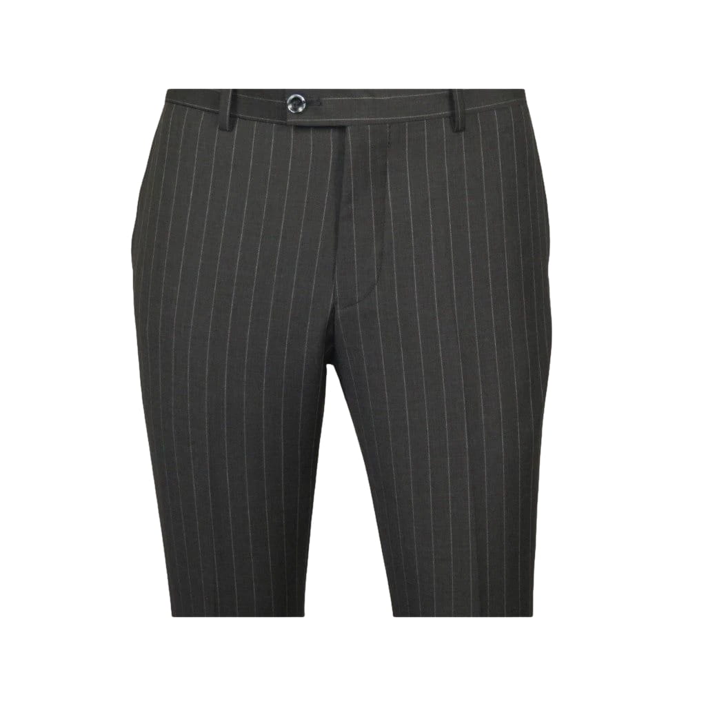 Men Suit BERLUSCONI Italian Wool 180's Pin Stripe One Button Peak UGS95-03 Gray