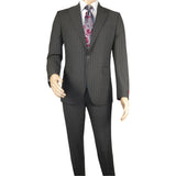 Men Suit BERLUSCONI Italian Wool 180's Pin Stripe One Button Peak UGS95-03 Gray
