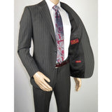 Men Suit BERLUSCONI Italian Wool 180's Pin Stripe One Button Peak UGS95-03 Gray