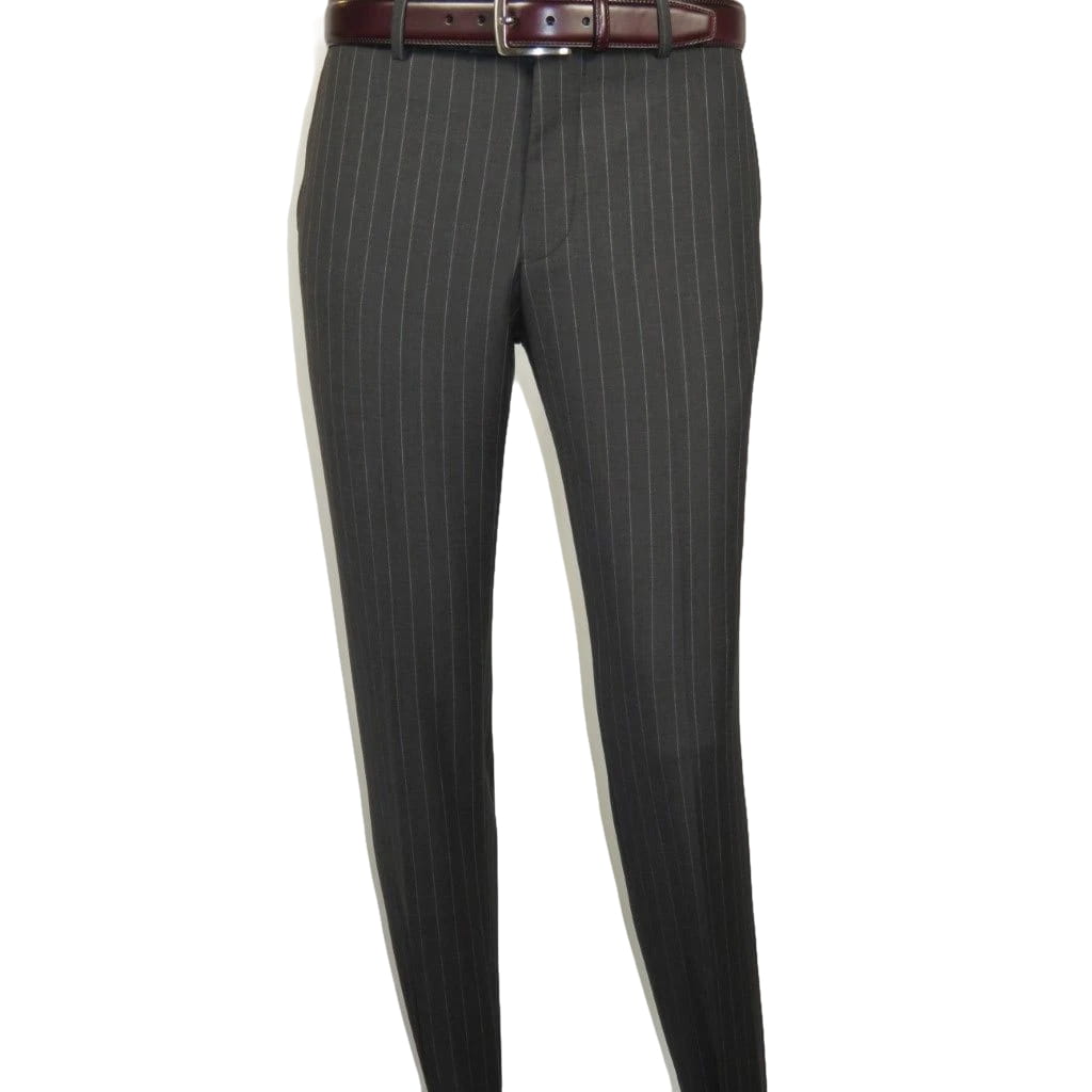 Men Suit BERLUSCONI Italian Wool 180's Pin Stripe One Button Peak UGS95-03 Gray