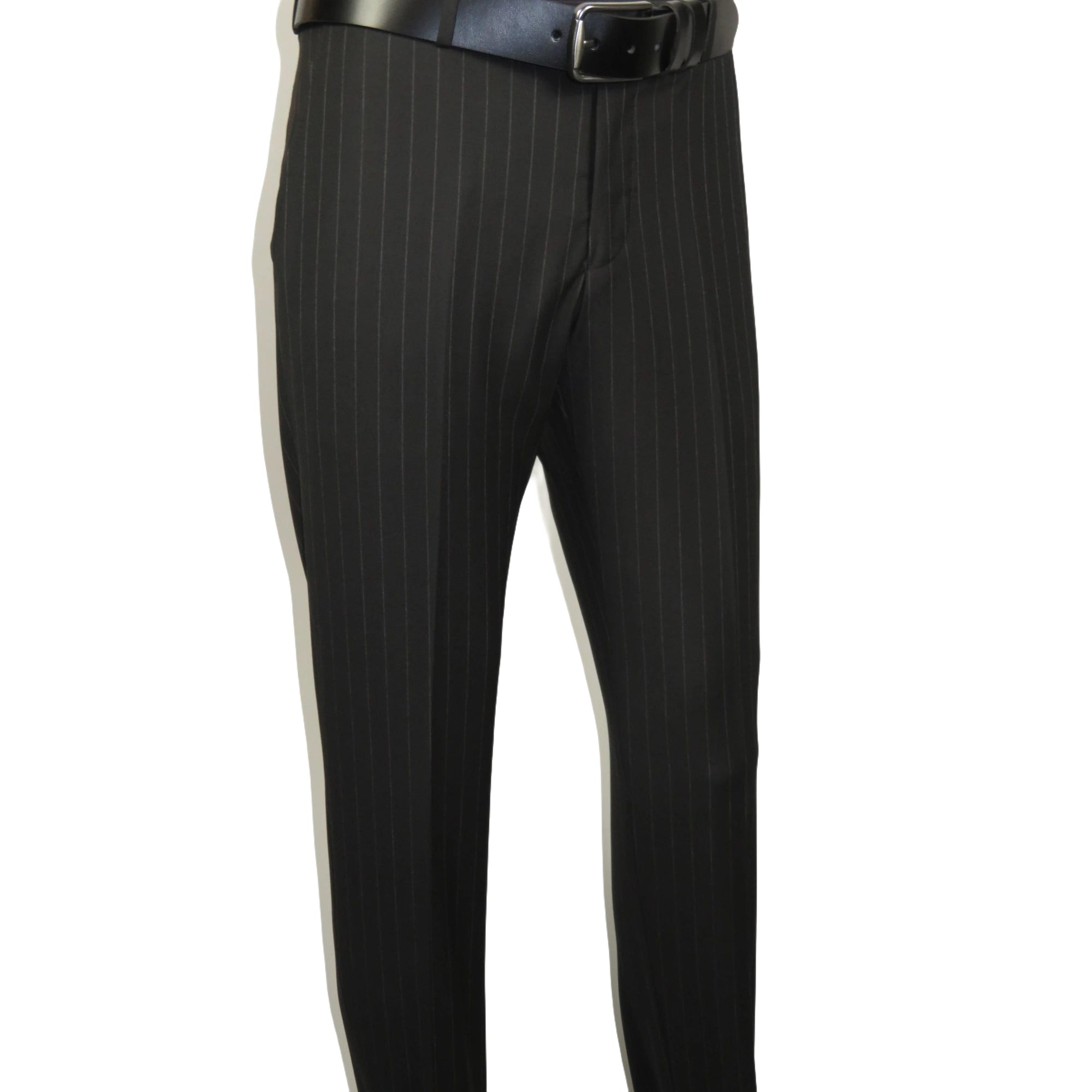 Men Suit BERLUSCONI Italian Wool 180's Pin Stripe One Button Peak UGS95-4 Black