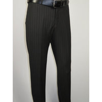 Men Suit BERLUSCONI Italian Wool 180's Pin Stripe One Button Peak UGS95-4 Black
