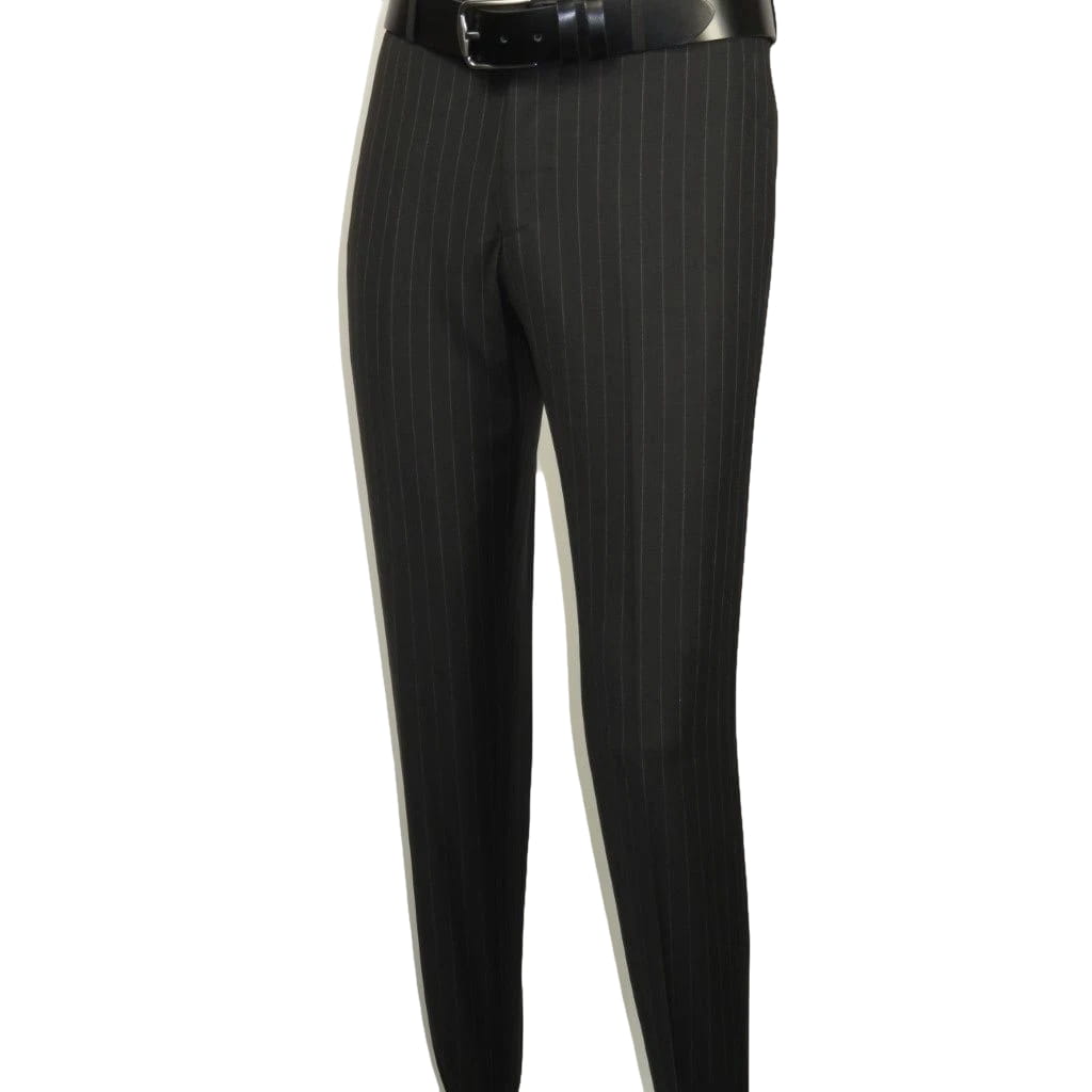 Men Suit BERLUSCONI Italian Wool 180's Pin Stripe One Button Peak UGS95-4 Black