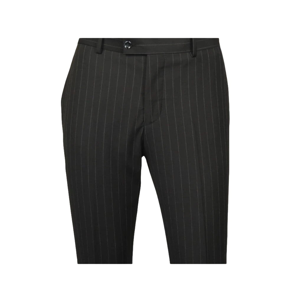 Men Suit BERLUSCONI Italian Wool 180's Pin Stripe One Button Peak UGS95-4 Black