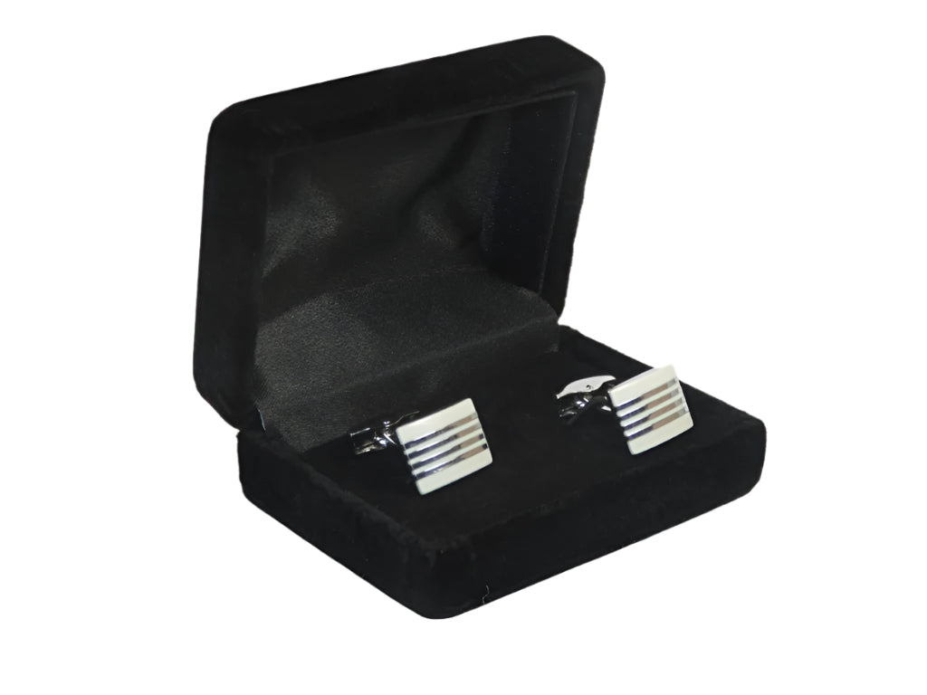 Men J.Valintin Cufflinks by Vitorofolo for French Cuff Shirt V29-35 White Silver