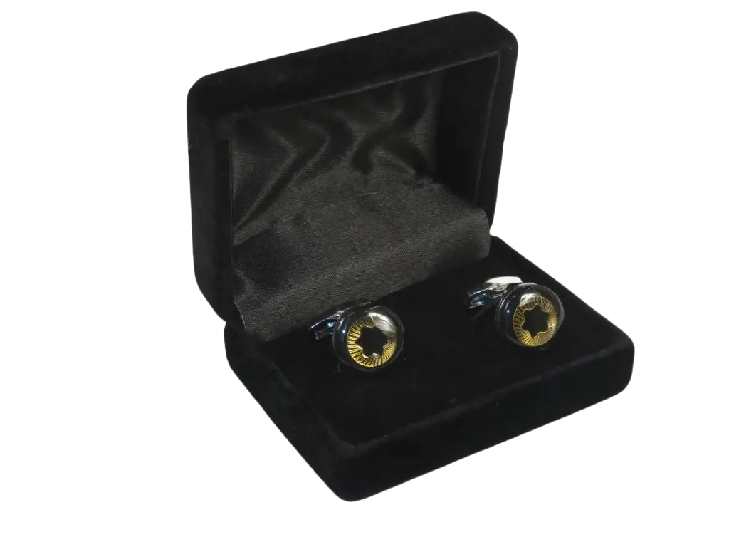 Men J.Valintin Cufflinks by Vitorofolo for French Cuff Shirt V35-24 Black Gold
