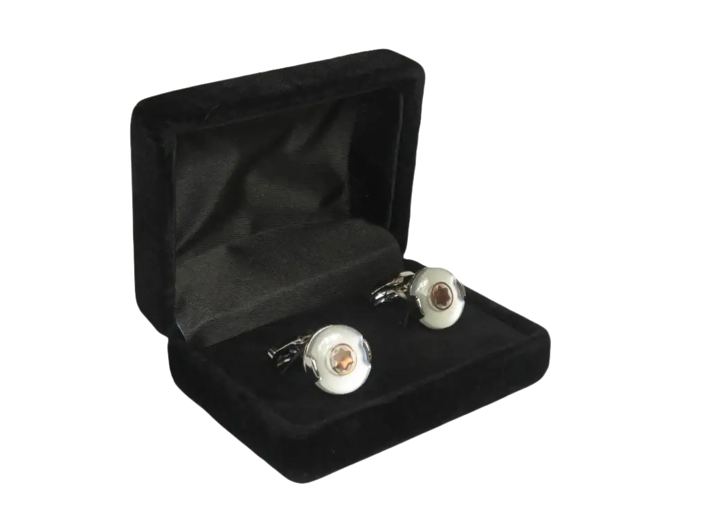 Men J.Valintin Cufflinks by Vitorofolo for French Cuff Shirt V35-31 White Gold