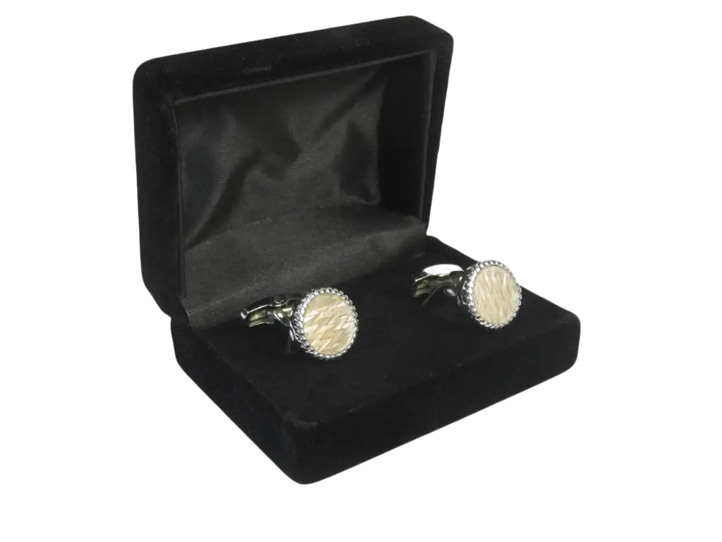 Men J.Valintin Cufflinks by Vitorofolo for French Cuff Shirt V35-33 Pearl