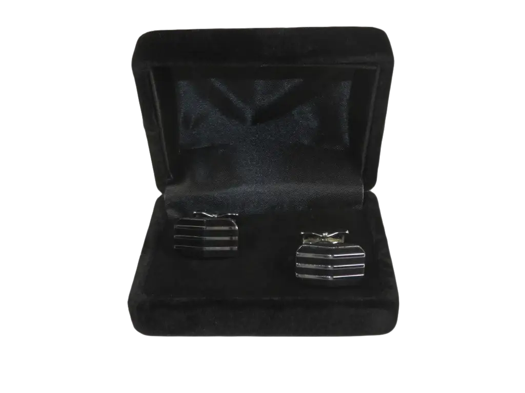 Men J.Valintin Cufflinks by Vitorofolo for French Cuff Shirt V35-34 Black Silver