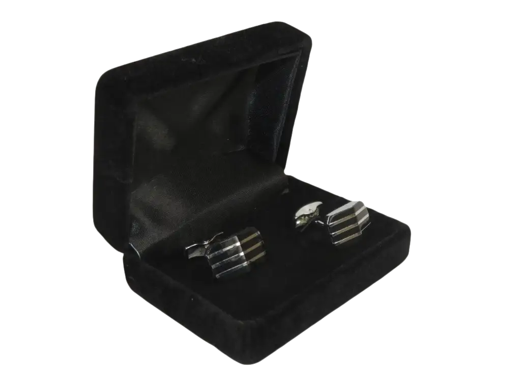 Men J.Valintin Cufflinks by Vitorofolo for French Cuff Shirt V35-34 Black Silver