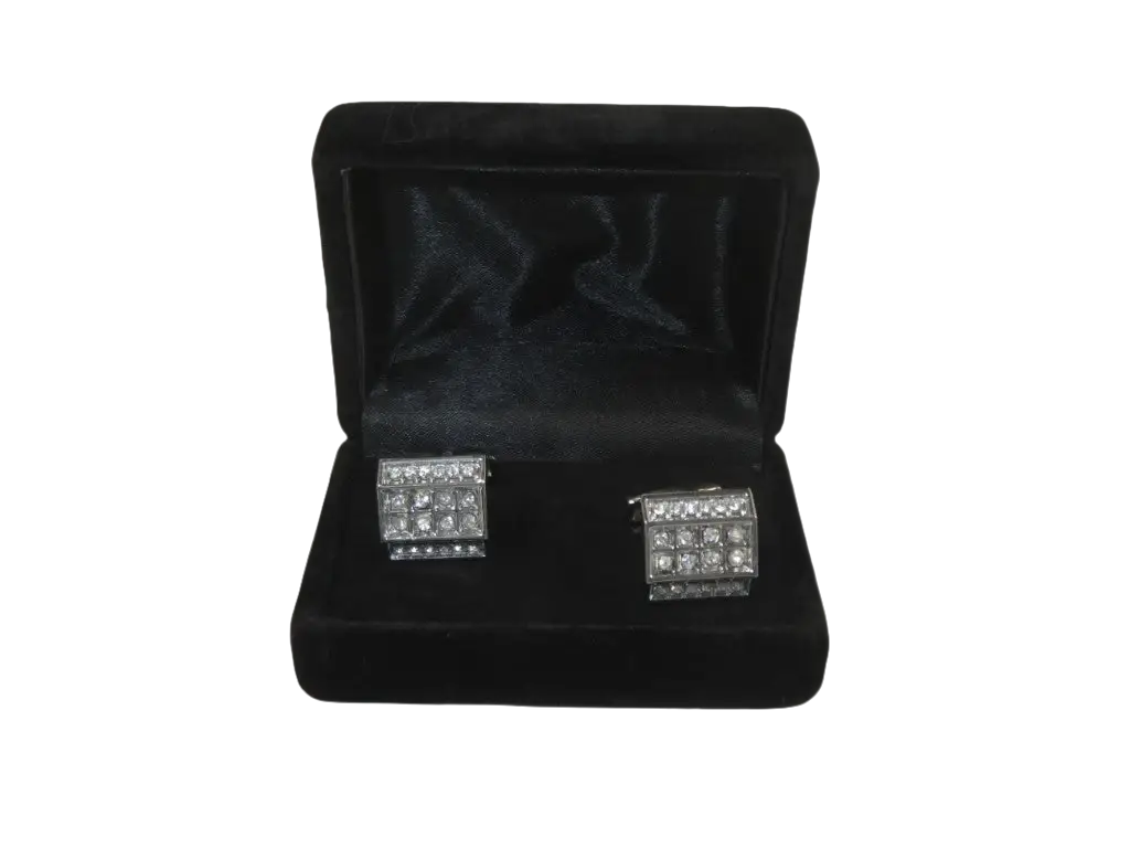 Men J.Valintin Cufflinks by Vitorofolo for French Cuff Shirt V39-64 Silver Diamond