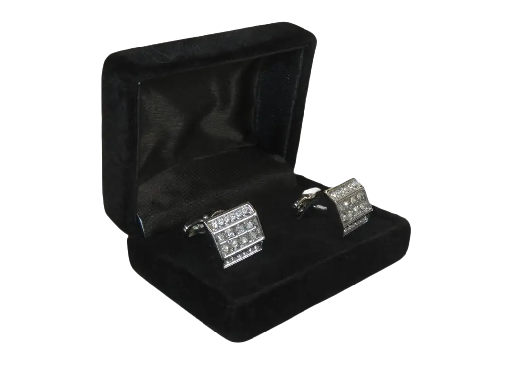 Men J.Valintin Cufflinks by Vitorofolo for French Cuff Shirt V39-64 Silver Diamond