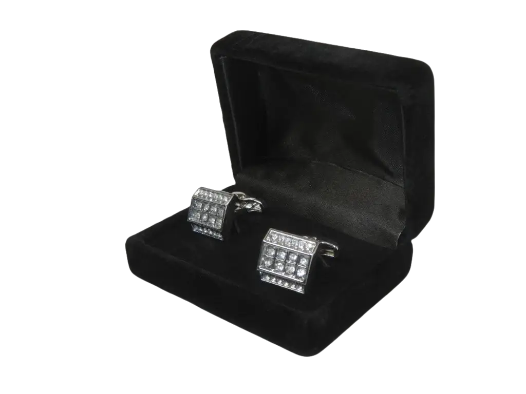 Men J.Valintin Cufflinks by Vitorofolo for French Cuff Shirt V39-64 Silver Diamond