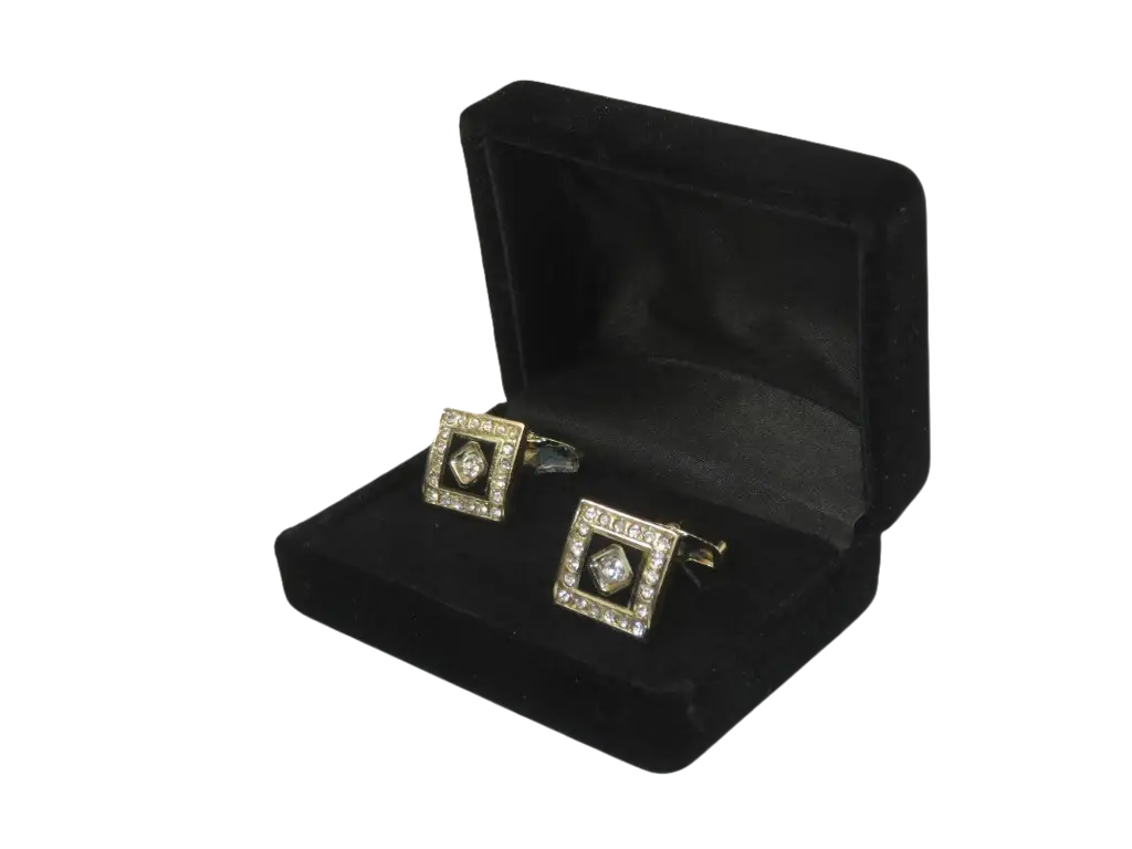 Men J.Valintin Cufflinks by Vitorofolo for French Cuff Shirt V39-65 Gold Diamond