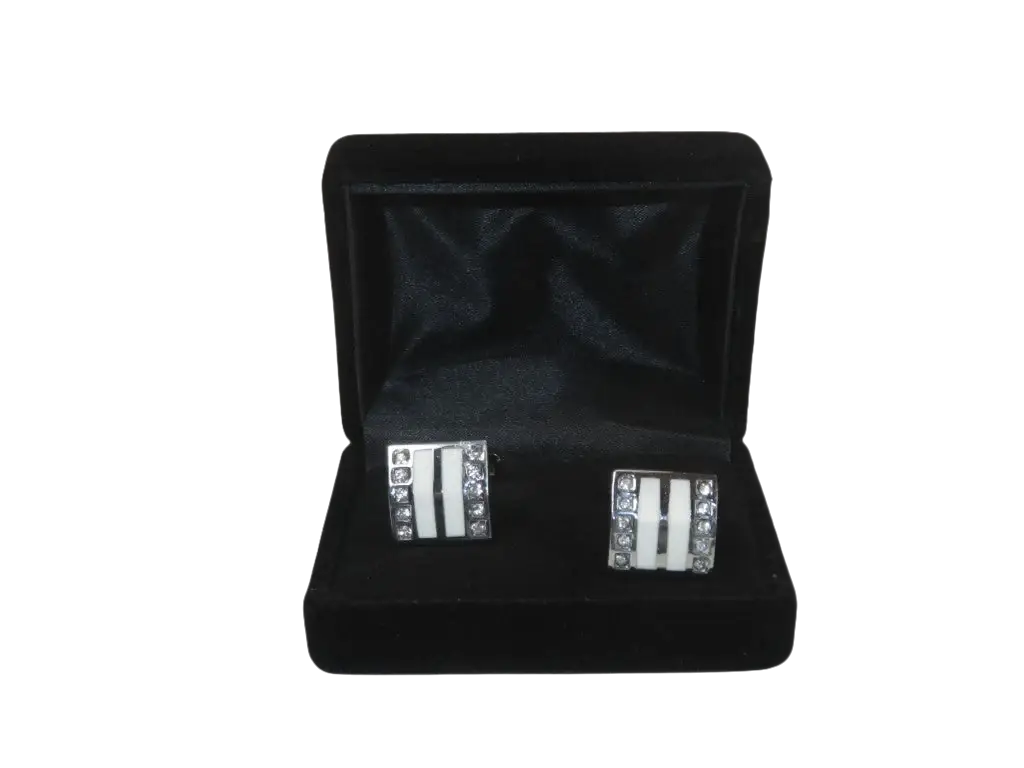 Men J.Valintin Cufflinks Vitorofolo for French Cuff Shirt V39-71 Silver Diamond
