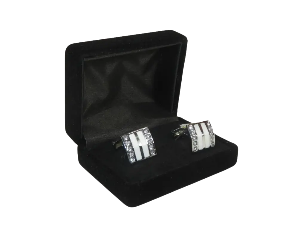 Men J.Valintin Cufflinks Vitorofolo for French Cuff Shirt V39-71 Silver Diamond