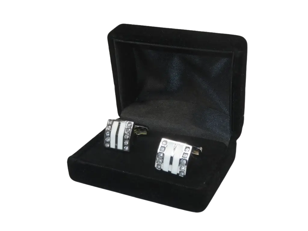 Men J.Valintin Cufflinks Vitorofolo for French Cuff Shirt V39-71 Silver Diamond