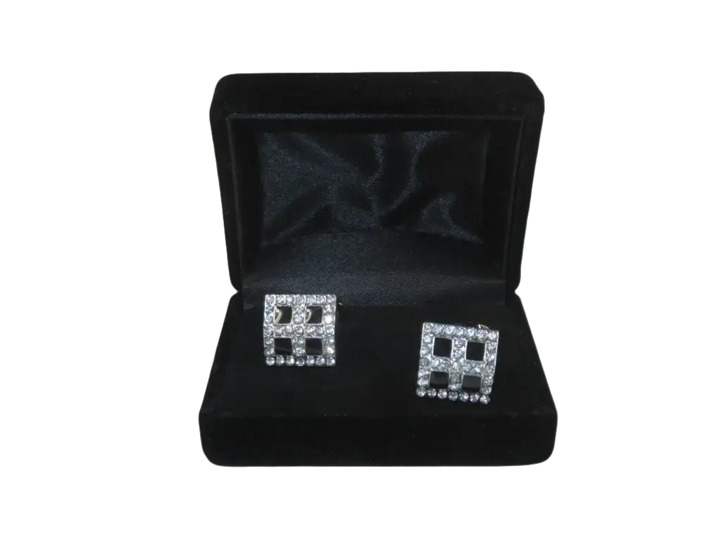 Men J.Valintin Cufflinks by Vitorofolo for French Cuff Shirt V39-72 Silver Diamond