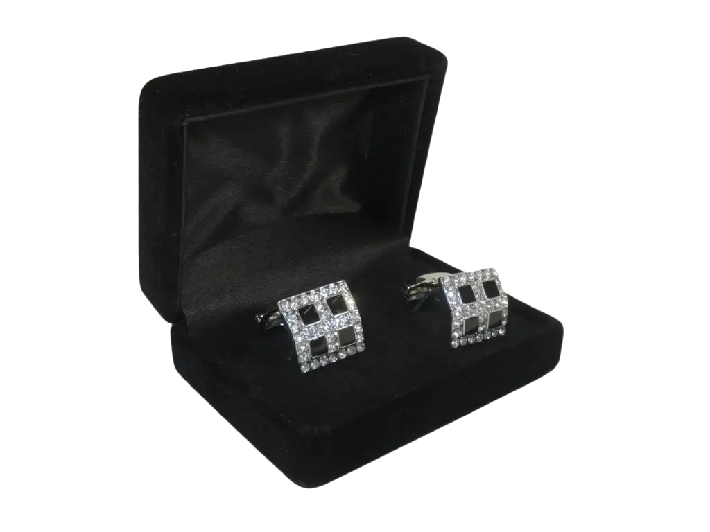 Men J.Valintin Cufflinks by Vitorofolo for French Cuff Shirt V39-72 Silver Diamond