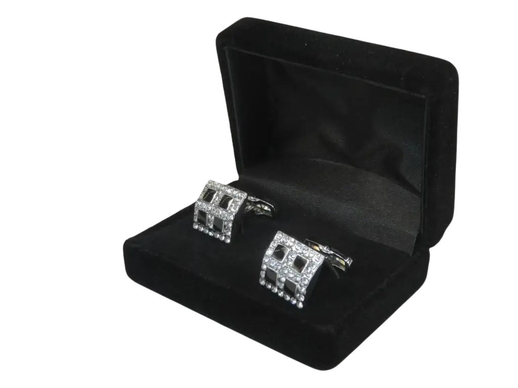 Men J.Valintin Cufflinks by Vitorofolo for French Cuff Shirt V39-72 Silver Diamond