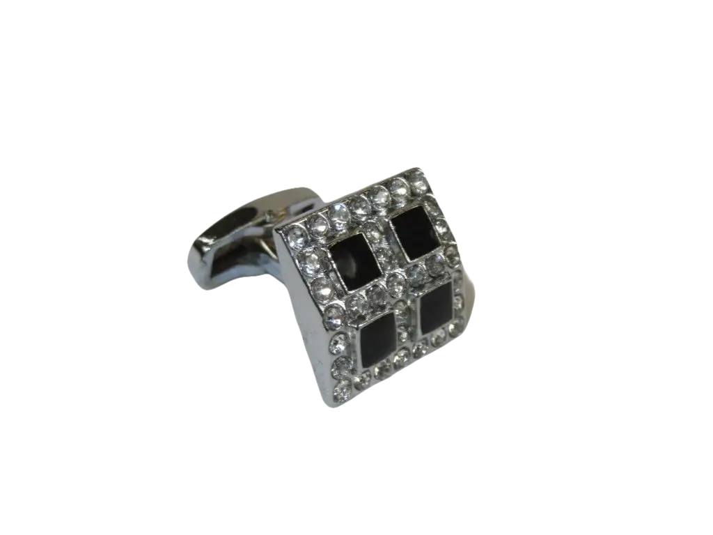 Men J.Valintin Cufflinks by Vitorofolo for French Cuff Shirt V39-72 Silver Diamond