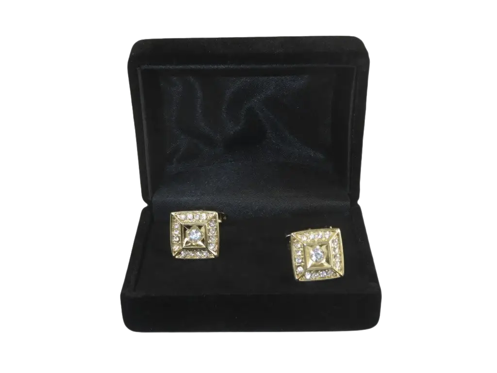 Men J.Valintin Cufflinks by Vitorofolo for French Cuff Shirt V39-63 Gold Diamond