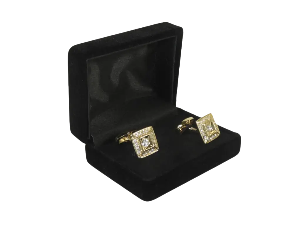 Men J.Valintin Cufflinks by Vitorofolo for French Cuff Shirt V39-63 Gold Diamond
