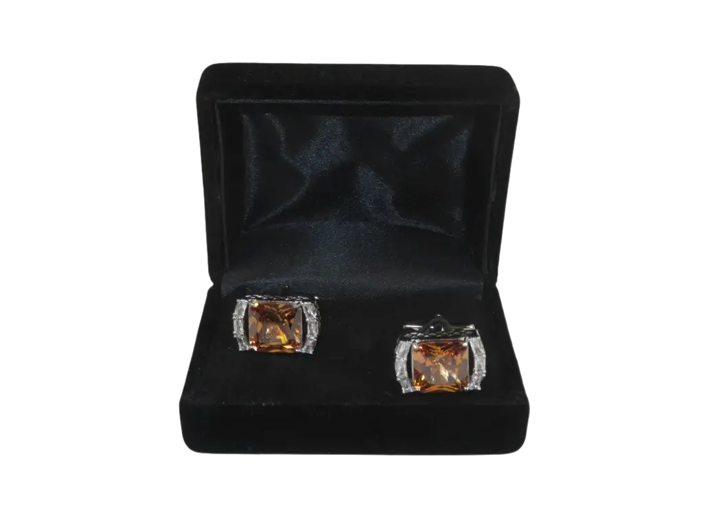 Men J.Valintin Cufflinks With Bold Stones Plated Gold Vito Rofolo V45-1