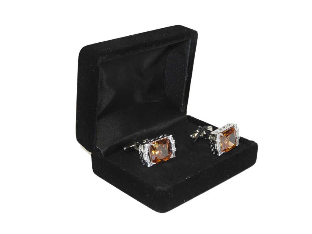 Men J.Valintin Cufflinks With Bold Stones Plated Gold Vito Rofolo V45-1