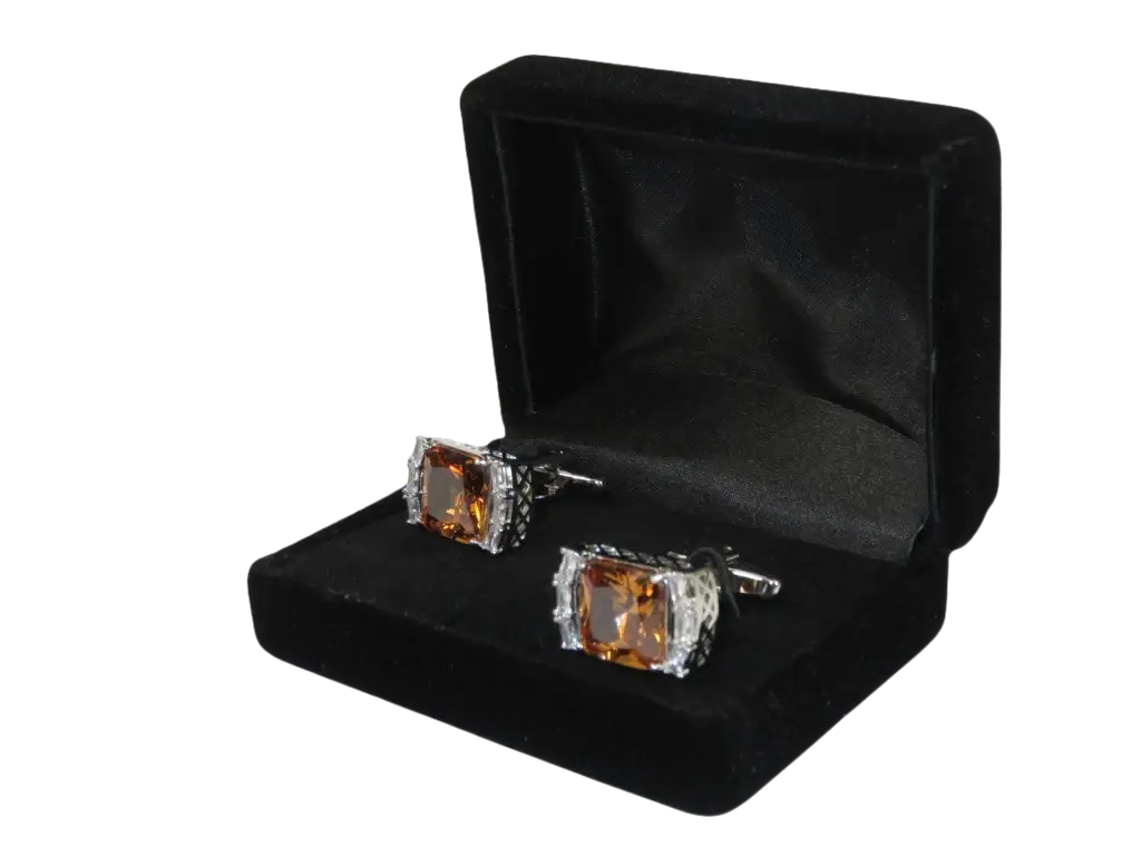 Men J.Valintin Cufflinks With Bold Stones Plated Gold Vito Rofolo V45-1